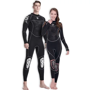 3 мм черный мужской водолазный костюм, женский водолазный костюм с длинным рукавом, цельный парный водолазный костюм для серфинга с маской и трубкой