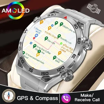 P-LUXURY 2023 NFC Смарт-Часы Мужские AMOLED 454*454HD Экран Частота Сердечных Сокращений Bluetooth Вызов IP68 Водонепроницаемые Смарт-Часы Для Huawei Xiaomi