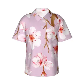 Мужская рубашка с цветочным рисунком вишневого цвета с короткими рукавами, повседневная пляжная одежда, индивидуальные топы