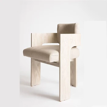 Обеденные стулья из массива дерева в скандинавском стиле, мебель для столовой в стиле ретро, Креативный Домашний стул со спинкой, Роскошные Фланелевые ресторанные стулья B