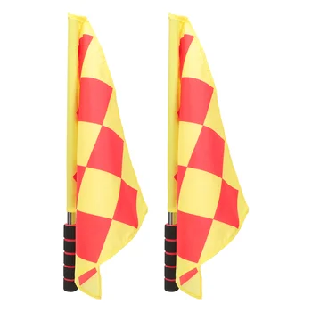 2 шт Флаг футбольного судьи Сигнальные флажки Командные Оранжевая ручка для проведения предупреждающих гонок из полиэстера