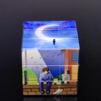 3x3x3 3D УФ-Печать Lonely Harajuku Men Magnetic Cubo 3 ×3 Профессиональная Скоростная Головоломка Fidget Toys Подарочный Куб Magico