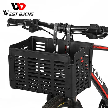 Передняя корзина велосипеда WEST BIKING, складная многофункциональная сумка для шоссейного велосипеда MTB, Велосипедная сумка на руль, аксессуары для велосипеда, задняя корзина
