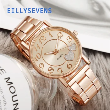 Золотые Часы Eillysevens Для Женщин, Роскошные Высококачественные Женские Часы Из Нержавеющей Стали, Модные Повседневные Кварцевые Часы Reloj Mujer