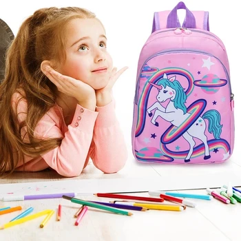 Детский Школьный ранец для детского сада, кавайный рюкзак, милая школьная сумка с единорогом, рюкзак для начальной школы для девочек, Маленький рюкзак для детей
