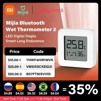 Mijia для Xiaomi Smart Thermometer 2 Bluetooth Температурный ЖК-цифровой гигрометр Влагомер Рабочий датчик влажности Умный дом