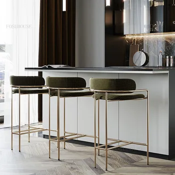 Скандинавские барные стулья из кованого железа для кухонной мебели Кресло Ретро Дизайнерский легкий Роскошный обеденный барный стул для высокого стола
