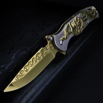 Складной нож с рельефом черепа XUANFENG, многофункциональный нож для кемпинга высокой твердости, портативный нож для приключенческой охоты