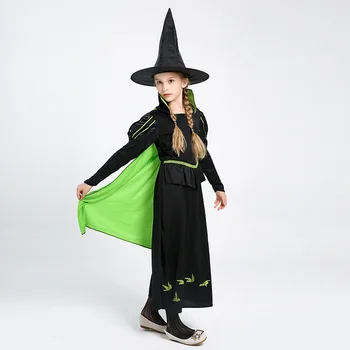 2023 Хэллоуин, косплей, костюм ведьмы для детей, девочек-подростков, платье для девочки, Маскарадный костюм Ведьмы, комплект одежды для девочек-косплеев