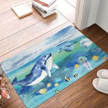 Нескользящий коврик с рисунком океана, кухонный коврик, Искусство морских существ, ковер для прихожей, коврик для входной двери, домашний декор