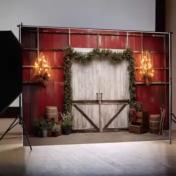 ЛУНА.Фон QG Рождественская доска из красного дерева, Белая дверь, ворота, фон для вечеринки, детские Деревянные планки, Фотобудка для домашней студии