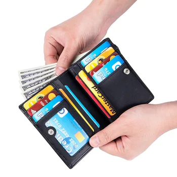 Мужские винтажные RFID-кошельки из натуральной кожи, удостоверение личности, кредитный банк, визитница, сумка, мужской кошелек из воловьей кожи, карман с зажимом для монет