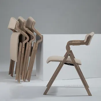 Скандинавская мебель Обеденные стулья из массива дерева Кухонная мебель Простой обеденный стул с откидной спинкой в стиле ретро Кресло для отдыха A
