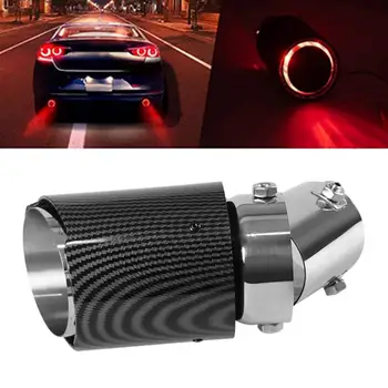 Автомобильный глушитель выхлопных газов Сине-красный светодиодный светящийся углепластик Универсальный в пределах 55 мм для замены глушителя в задней части автомобиля Автомобильные Аксессуары