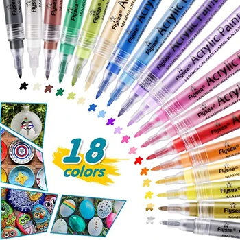 18 Цветов Акриловых ручек, художественных маркеров для наскальной живописи, DIY Craft Painting, Набор фломастеров с очень тонким наконечником 0,7 мм