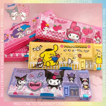 Sanrio Melody Kuromi Hello Kitty Cinnamoroll Pochacco Двусторонний Пенал Канцелярская Коробка Для Студентов Пенал