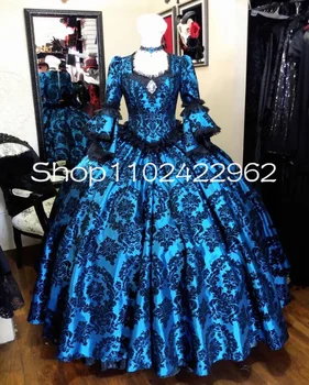 Черное, Синее, Темное, Бальное платье для девушки-гота, платья для выпускного вечера, Фея, Корсет с кружевной аппликацией, Корсет в викторианском стиле, Вечернее платье