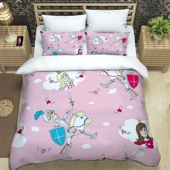 Set tempat tidur motif hewan kartun, Set tempat tidur ukuran King anak laki-laki, tempat tidur anak perempuan tempat tidur ganda