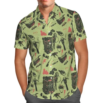  Топы с рукавами, повседневная мода, Пляжная уличная рубашка размера оверсайз 5XL, винтажная одежда, Гавайская летняя мужская рубашка, Зеленая короткая аниме