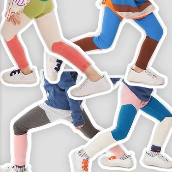 Детские брюки в стиле пэчворк, хлопковые детские леггинсы, разноцветные Длинные брюки для девочек, обтягивающие штаны, весна и осень