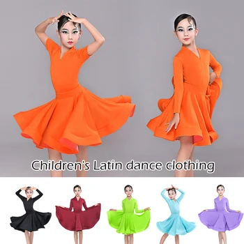 Платье для латиноамериканских танцев для девочек, детский танцевальный костюм для соревнований, платья для занятий танго Сальсой, танцевальная одежда для выступлений на сцене