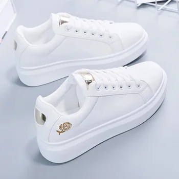 Tenis Feminino/ Белые туфли на шнуровке; Женская Однотонная Женская обувь из искусственной кожи; Повседневная женская обувь; спортивная обувь (распродажа)