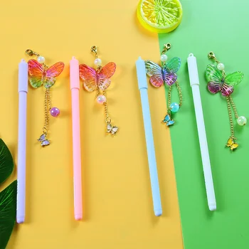 1 шт. Креативный набор гелевых ручек с подвеской в виде бабочки Kawaii, Школьные принадлежности для детей, Офисные Аксессуары