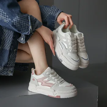 2023 Весна-осень, корейская версия маленьких белых туфель, женская обувь на толстой подошве, увеличивающая рост, Женские дышащие повседневные кроссовки
