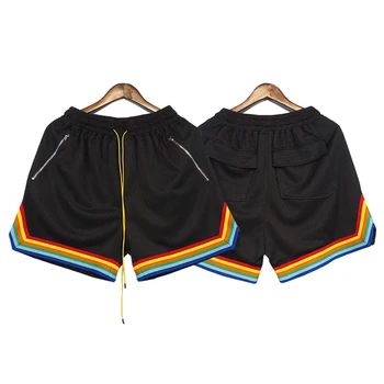 Пляжные шорты, мужские повседневные шорты для бега, женские модные быстросохнущие бриджи в сетку в стиле хип-хоп