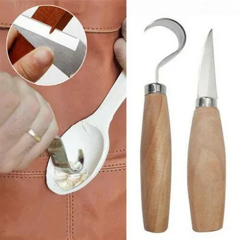 Инструменты для резьбы с крючком и ножом своими руками 1 шт. Эргономичная Деревообрабатывающая ложка Прочная Изогнутая для начинающих Скульптурная Нержавеющая сталь Профессиональная