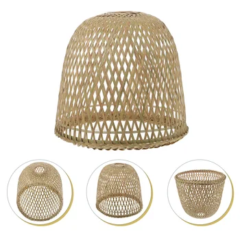 Бамбуковый тканый абажур для люстры, плетеный абажур, подвесная крышка, домашний потолочный светильник в деревенском стиле, винтажный светильник