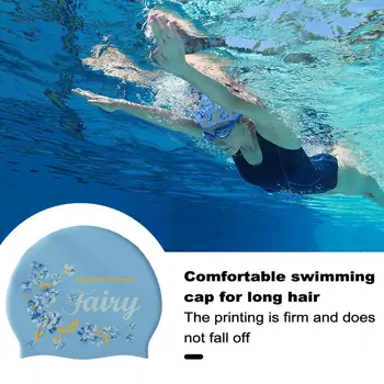 Шапочка для плавания, стильная силиконовая шапочка для плавания для мужчин и женщин, водонепроницаемая нескользящая конструкция с защитой ушей, для плавания насухо