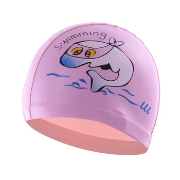 Детская шапочка для плавания с водонепроницаемой защитой ушей, модная кепка из искусственной кожи с мультяшным принтом, кепка для плавания, кепка для плавания