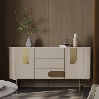 Итальянская минималистская каменная панель современное минималистское седло кожаный буфет шкафчик
