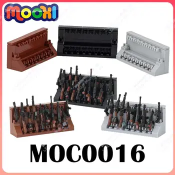 MOC0016 Стойка для военного оружия, полка для оружия, Строительные блоки для винтовок, Строительные кирпичи для украшения MOC, развивающие игрушки 